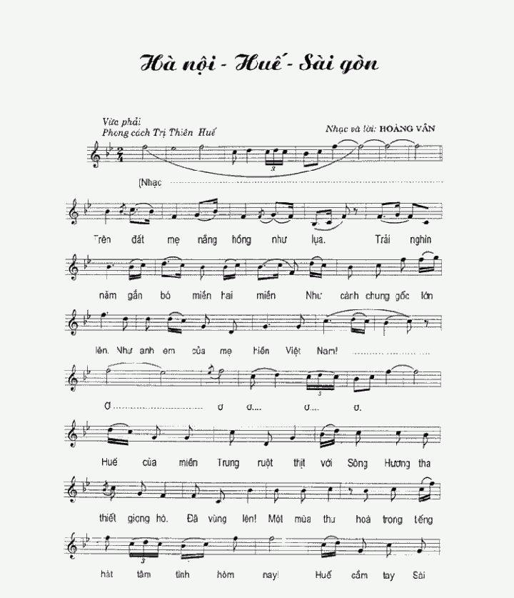 Sheet nhạc Hà Nội Huế Sài Gòn